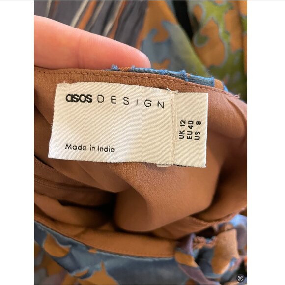 ASOS DESIGN halter midi dress in blue floral devore, size 8 - Picture 7 of 9